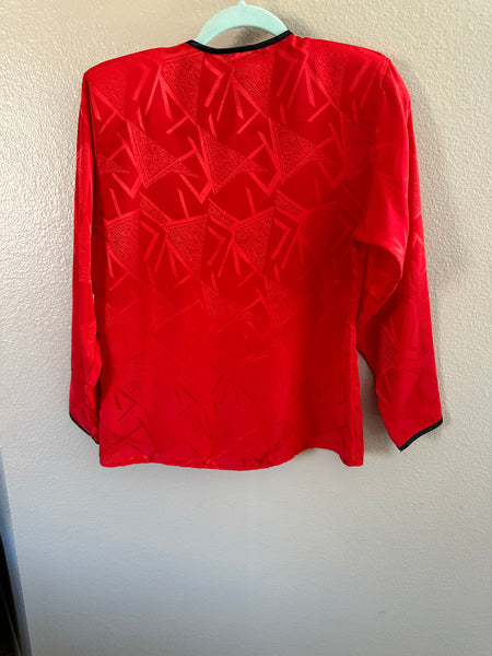 Vintage David Benjamin Red Long Sleeve Blouse