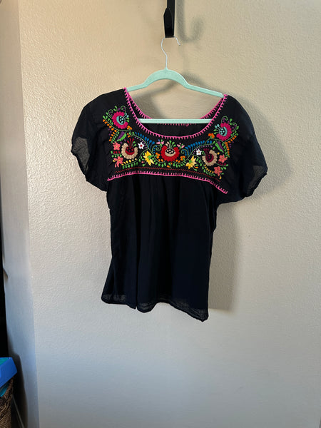 Women's Black Embroidered Blouse