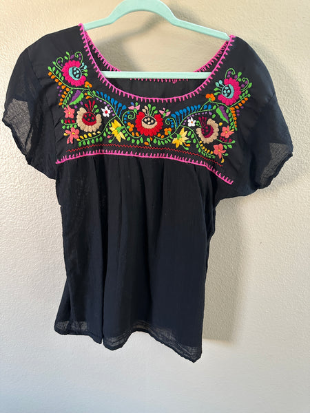 Women's Black Embroidered Blouse