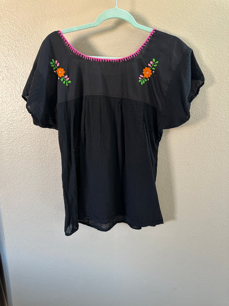 Women's Black Embroidered Blouse