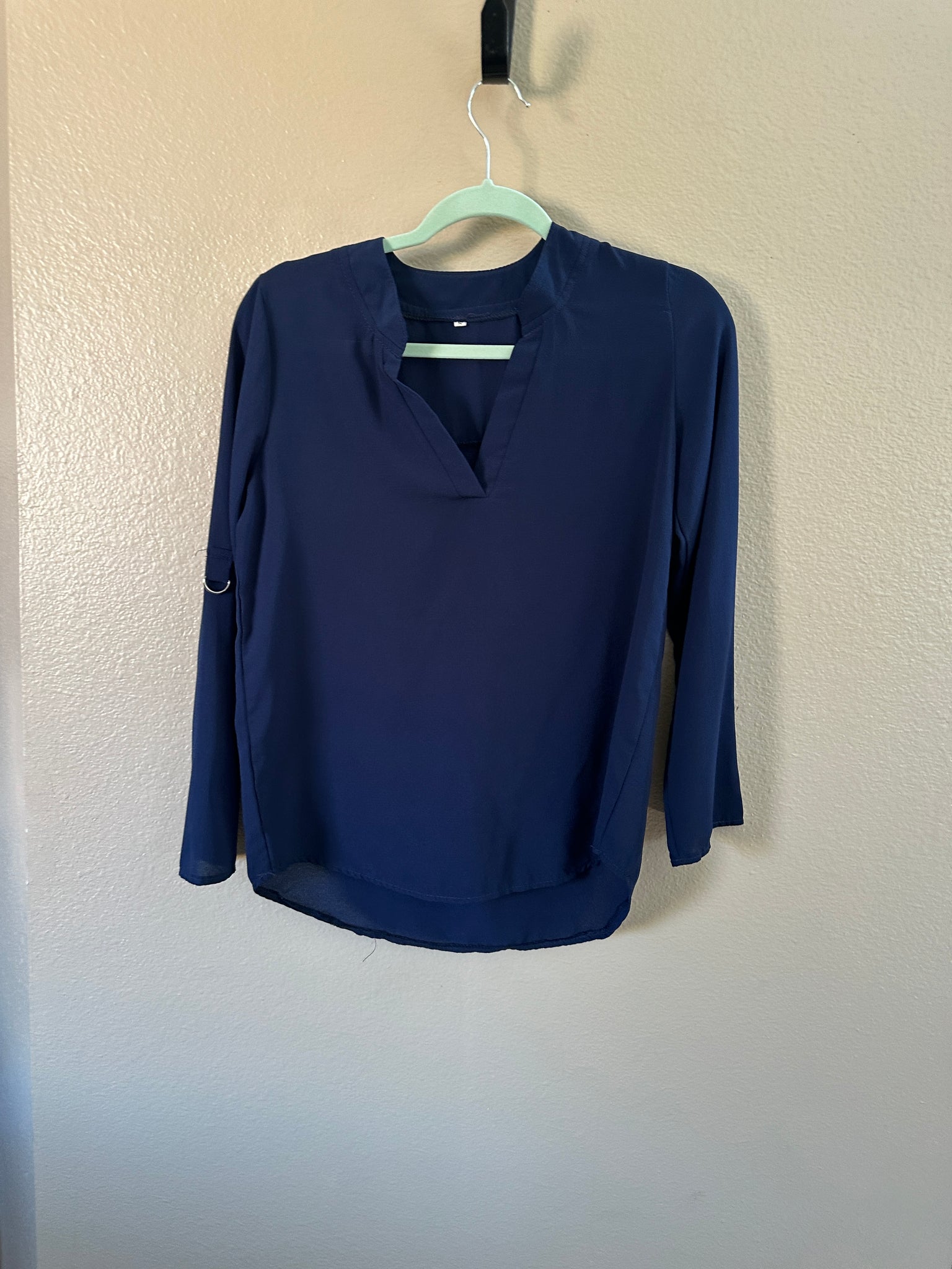 Navy Blue Long Sleeve Blouse