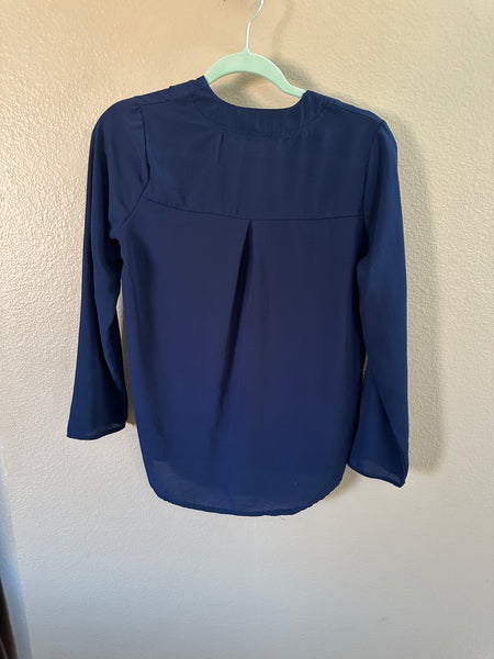 Navy Blue Long Sleeve Blouse