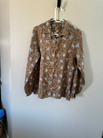 Vintage Loubella Brown Floral Blouse