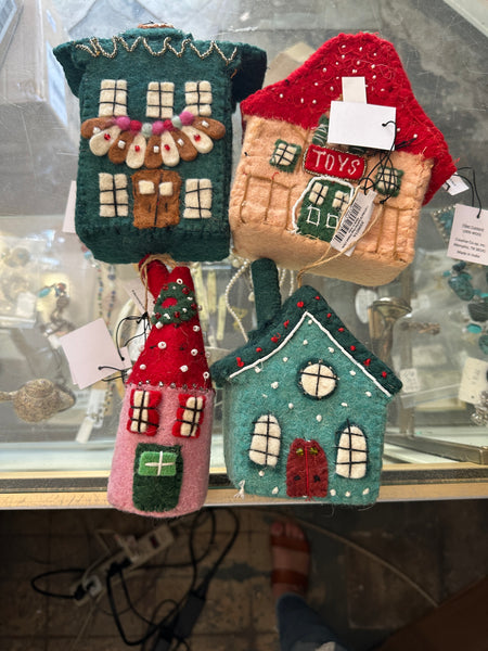 Handmade Wool Felt North Pole Village Building Ornament