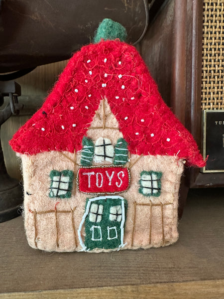 Handmade Wool Felt North Pole Village Building Ornament