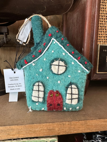 Handmade Wool Felt North Pole Village Building Ornament