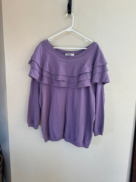 Roaman's Purple Sweatshirt With Ruffles