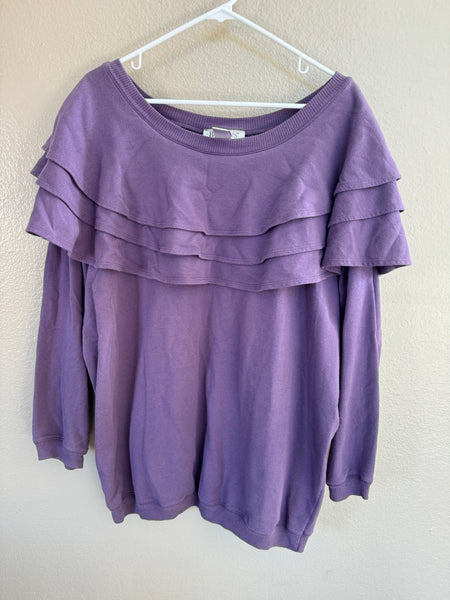 Roaman's Purple Sweatshirt With Ruffles