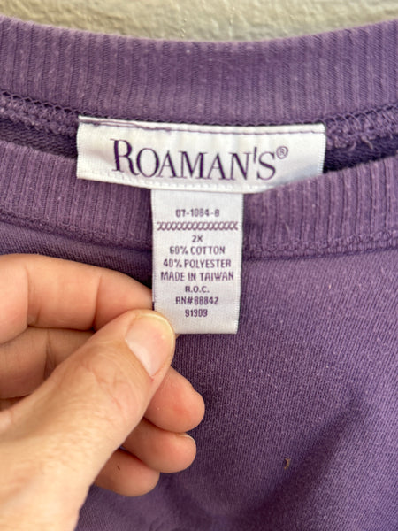 Roaman's Purple Sweatshirt With Ruffles