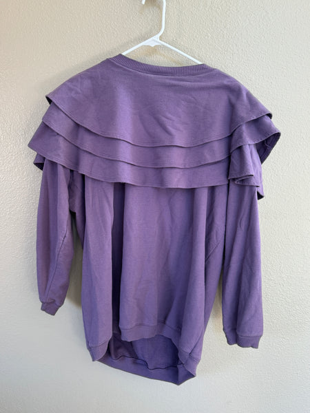 Roaman's Purple Sweatshirt With Ruffles