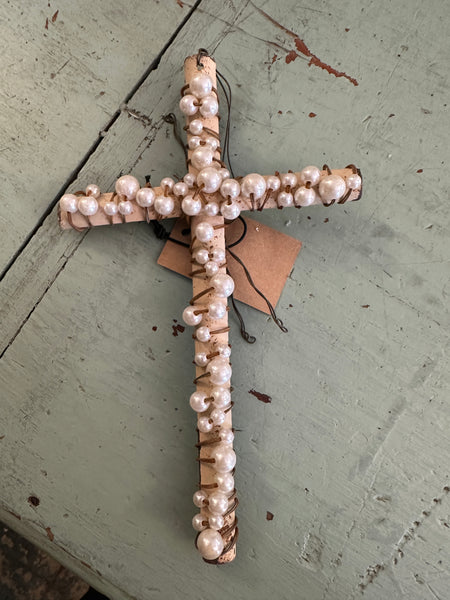 Wire Cross with Beads Ornament
