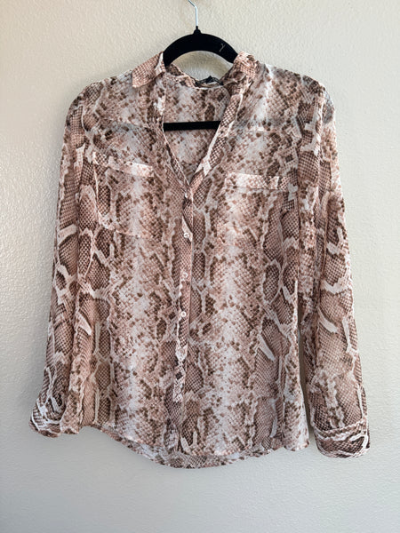 Express Women's Snakeskin Print Long Sleeve Blouse