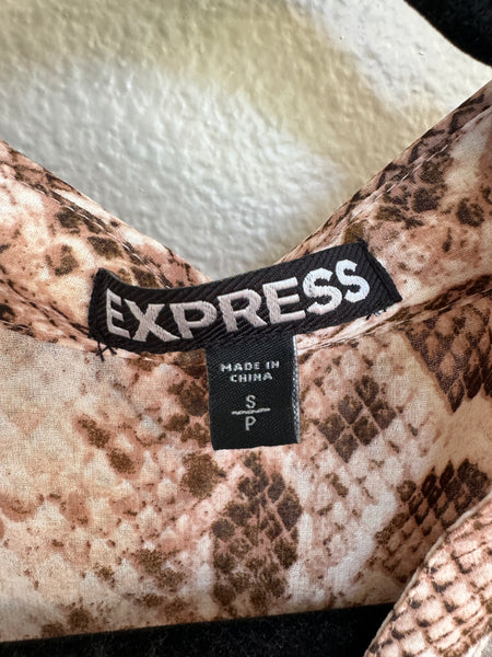 Express Women's Snakeskin Print Long Sleeve Blouse