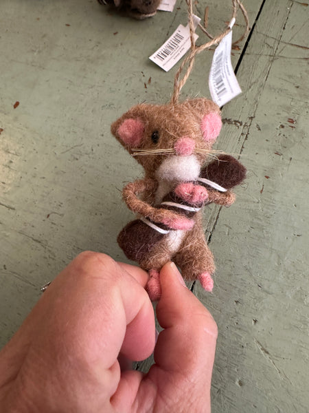 Handmade Wool Felt Mouse Ornament