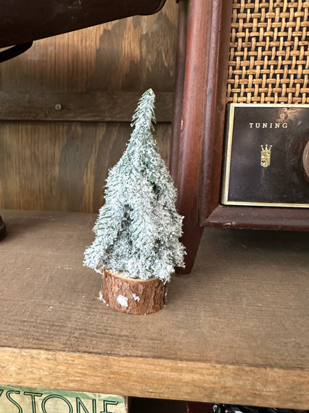 Faux Evergreen Trees with Natural Wood Slice Bases
