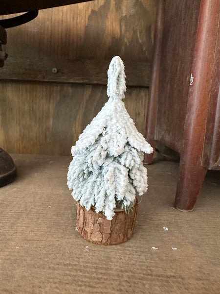 Faux Evergreen Trees with Natural Wood Slice Bases