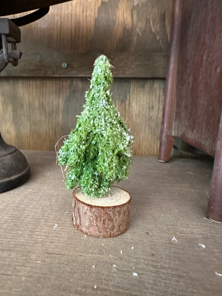 Faux Evergreen Trees with Natural Wood Slice Bases