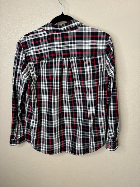 Charter Club Women's Black Plaid Blouse Size PL