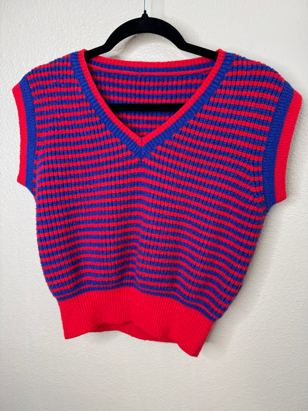 Women's Blue/Red Sweater Vest Size S