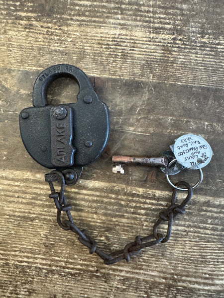 Antique St Louis San Francisco Railroad Padlock and key 