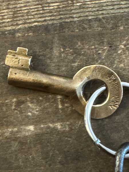 Rare 1800s New York Central Railroad Padlock key closeup