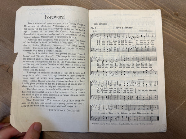 1923 Missionary Volunteer Songs title page