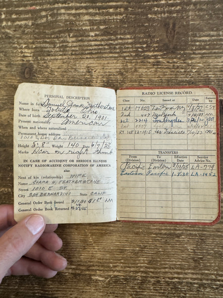 Antique Radio Operators Service Record Book hand written notes