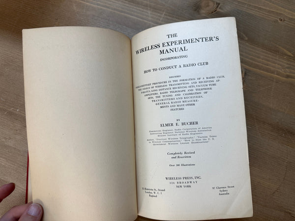 1920 The Wireless Experimenters Manual title page