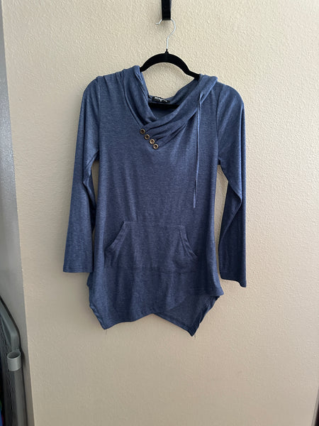 Miagooo Blue Long Sleeve Blouse