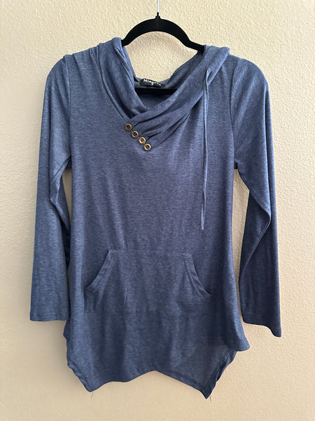 Miagooo Blue Long Sleeve Blouse