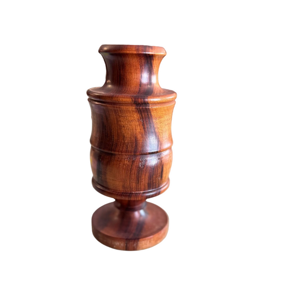 Mid Century Handcrafted Wooden Vase Hardwood with Rich Grain Vintage