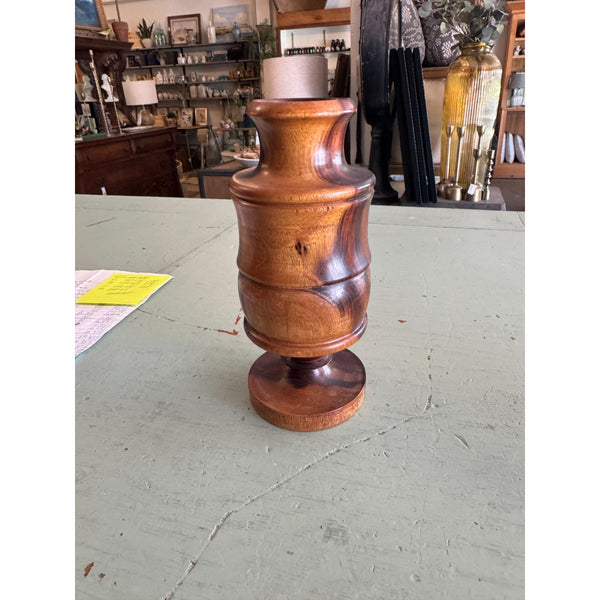 Mid Century Handcrafted Wooden Vase Hardwood with Rich Grain Vintage