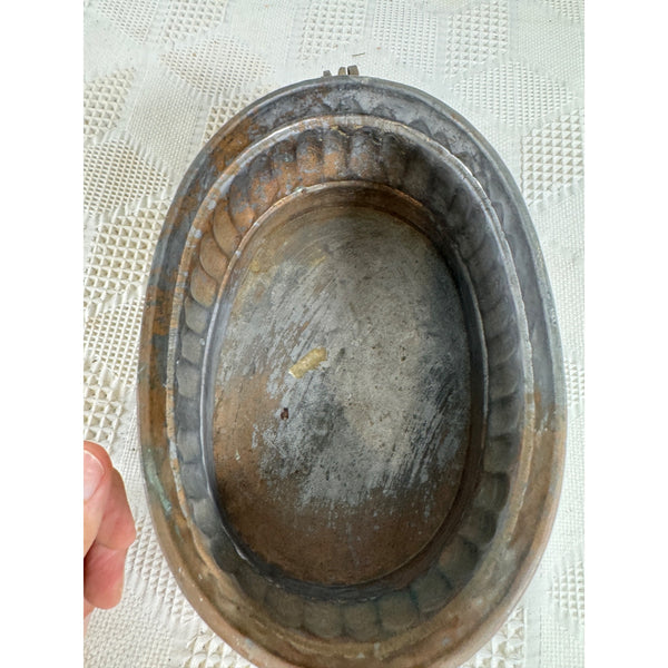 Antique Copper Plated Oval Planter Decorative Brass Handles Patina Finish Egypt