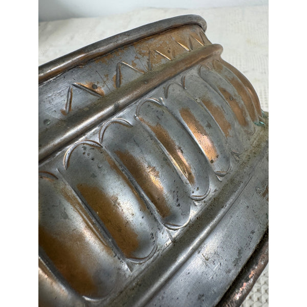 Antique Copper Plated Oval Planter Decorative Brass Handles Patina Finish Egypt