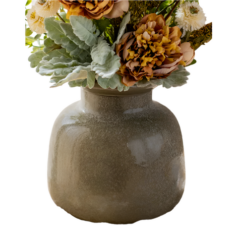 Dark Green Matte Textured Glass Vase