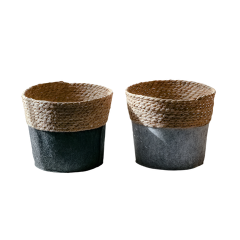 Modern Straw Gray Basket Organizer