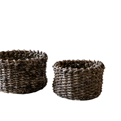 Natural Brown Straw Round Basket