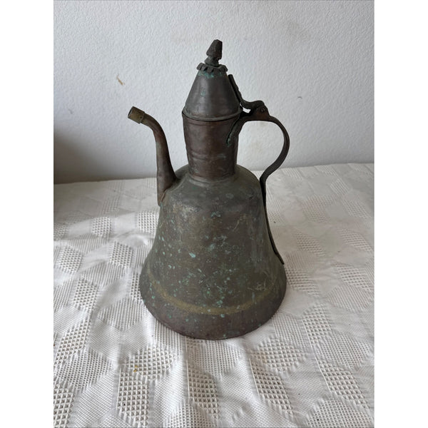 Antique Primitive Handcrafted Copper Ewer Pitcher Likely Turkish Arabic c1800s