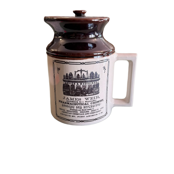 Vintage 1970s Abenakis Handcrafted Reproduction 19th Century Crock Pitcher With Lid