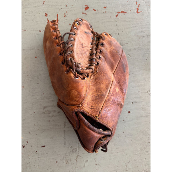 Antique The Trap Leather Baseball Glove Catchers Mitt 1940s Vintage Collectible