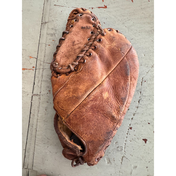 Antique The Trap Leather Baseball Glove Catchers Mitt 1940s Vintage Collectible