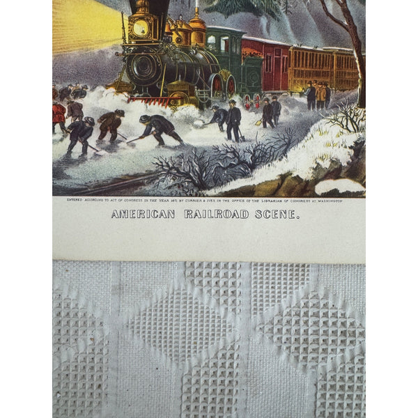 American Railroad Scene Lithograph by Currier and Ives Donald Art Co Vintage