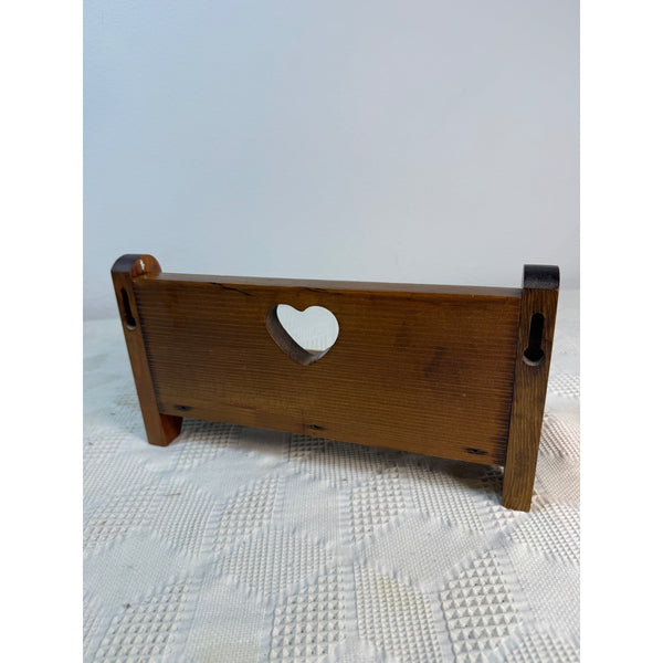 Handcrafted Wooden Doll Bench Heart Cutout Design Wall Mount Or Freestanding
