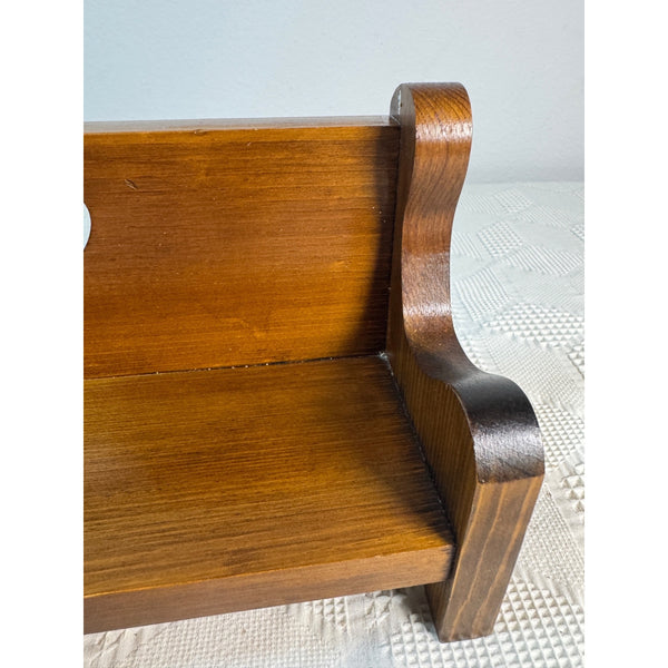 Handcrafted Wooden Doll Bench Heart Cutout Design Wall Mount Or Freestanding