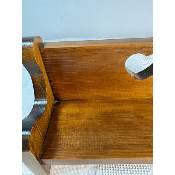 Handcrafted Wooden Doll Bench Heart Cutout Design Wall Mount Or Freestanding