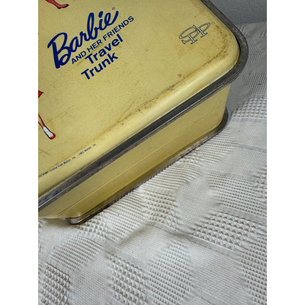 Vintage Barbie & Her Friends Travel Trunk Doll Case Yellow 1965 Shelves Hangers