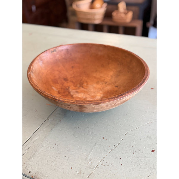 Primitive Hand Carved Round Wood Dough Bowl Rustic Kitchen Decor 1800s Antique