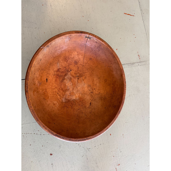Primitive Hand Carved Round Wood Dough Bowl Rustic Kitchen Decor 1800s Antique