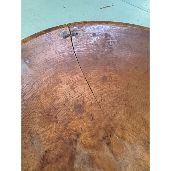 Primitive Hand Carved Round Wood Dough Bowl Rustic Kitchen Decor 1800s Antique