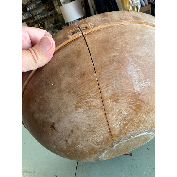 Primitive Hand Carved Round Wood Dough Bowl Rustic Kitchen Decor 1800s Antique